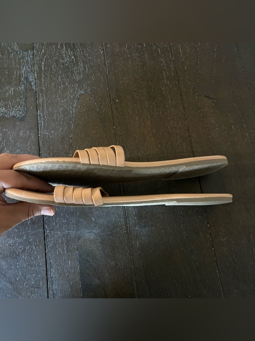 TKEES Serena Slide Sandals 5 Strap Minimalist Neutral Nude Size 9 - Picture 7 of 11